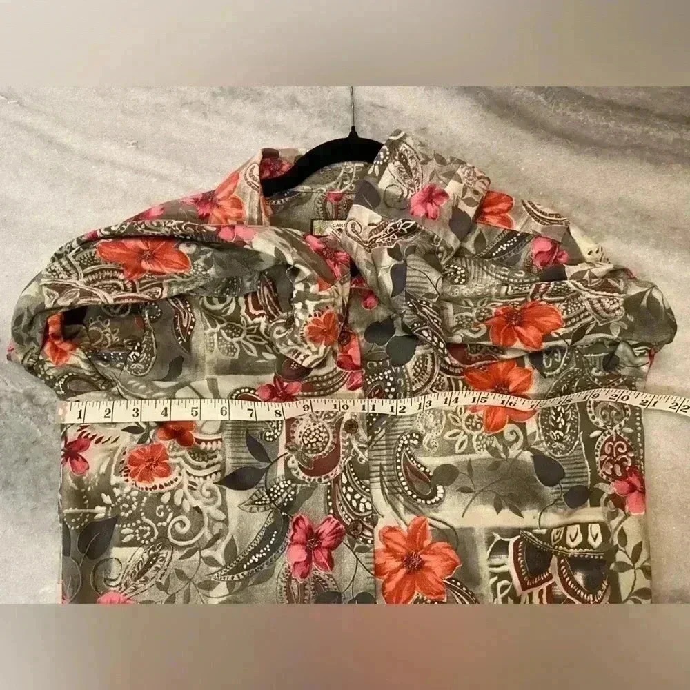 Caribbean Joe Women’s Floral Paisley Button Down Tropical Coconut Buttons Size M - Picture 10 of 10